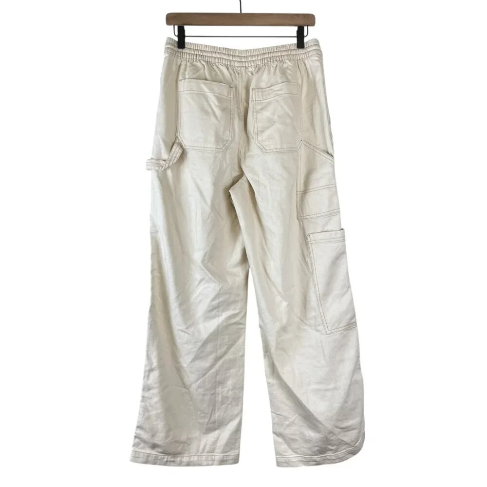 Aerie Cream Speckled Low & Slouchy Wide Leg Trouser Pants - Picture 6 of 7